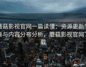 蘑菇影视官网一篇读懂：资源更新节奏与内容分布分析，蘑菇影视官网下载