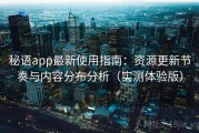 秘语app最新使用指南：资源更新节奏与内容分布分析（实测体验版）