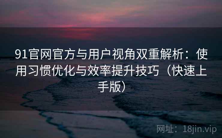 91官网官方与用户视角双重解析：使用习惯优化与效率提升技巧（快速上手版）