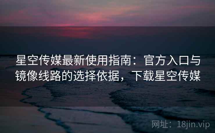 星空传媒最新使用指南：官方入口与镜像线路的选择依据，下载星空传媒